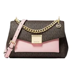 Túi Đeo Chéo Michael Kors Lita Medium Two-Tone Logo Crossbody Bag 35T0GXPL2B Màu Nâu Hồng