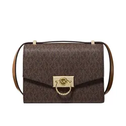 Túi Đeo Chéo Michael Kors MK Hendrix Leather Crossbody Bag Màu Nâu  