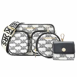 Túi Đeo Chéo Michael Kors MK Jet Set Kèm 2 Túi Nhỏ Màu Đen - Trắng