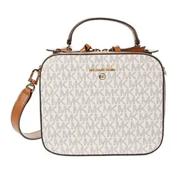 Túi Đeo Chéo Michael Kors MK Jet Set Medium Logo And Leather Crossbody Bag In Natural 32T0GT9C8B-149 Màu Kem