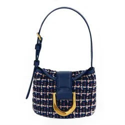 Túi Đeo Vai Nữ Charles & Keith CNK Gabine Tweed Bucket Bag 10781870 Màu Xanh Navy