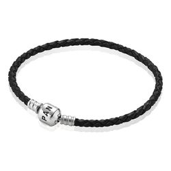 Vòng Đeo Tay Pandora Black Leather Bracelet 590705CBK-S1 Màu Đen Size 19