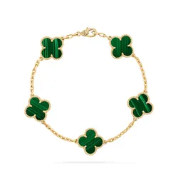 Vòng Đeo Tay Jewery Luxury Alhambra Malachite 18k Yellow Gold Màu Vàng Gold Size 15mm