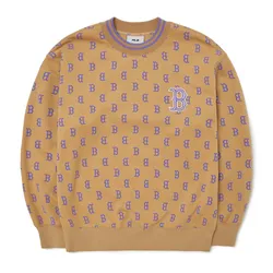 Áo Nỉ Sweater MLB Classic Monogram Front Brushed Over Fit Sweatshirt Boston Red Sox 3AMTM0926-43BGS Màu Be/Tím Size M