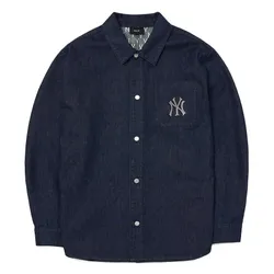 Áo Sơ Mi MLB Classic Monogram Lined Color Print Denim Shirt New York Yankees  3ADRM0524-50NYD Màu Xanh Denim Size XS