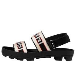 Dép Sandals Gucci Double Logo Strap Sandals Màu Be - Đen Size 40