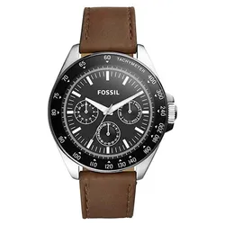 Đồng Hồ Nam Fossil Black BQ2294 Neale Multifunction Brown Leather Strap Watch Màu Bạc Đen