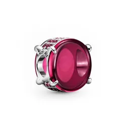 Hạt Vòng Charm Pandora Moments Đính Đá 799309C01 Màu Hồng Đậm