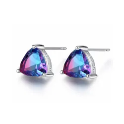 Khuyên Tai Kya Jewel Bạc Nữ Đá Tím Tam Giác Cao Cấp SE110