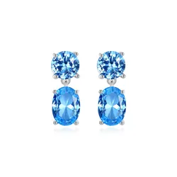 Khuyên Tai Kya Jewel Bạc Nữ Đá Xanh Cao Cấp SE109
