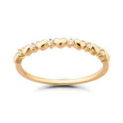 Nhẫn Huy Thanh Jewelry NLF 409 - 14K - Đá Cubic Zirconia Màu Vàng Gold