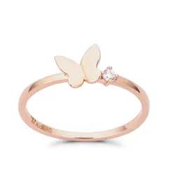 Nhẫn Huy Thanh Jewelry  NPTB 297 - 14K - Đá Cubic Zirconia Màu Vàng Hồng