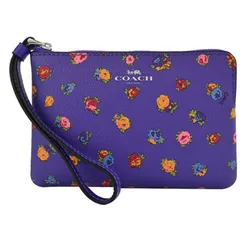 Ví Coach Corner Zip Wristlet With Mini Vintage Rose Print Sport Purple Multi CA716 Màu Tím