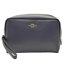 Túi Cầm Tay Nữ Coach F24797 Boxy Leather Cosmetic Case Wristlet In Midnight Màu Xanh Navy