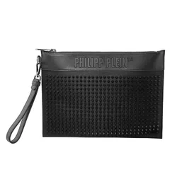 Túi Cầm Tay Nam Philipp Plein Studded Minaudiere Hand Held Clutch Bag Màu Đen