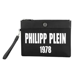 Túi Cầm Tay Philipp Plein Black Minudier Over Logo Clutch Màu Đen