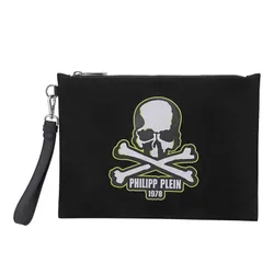Túi Cầm Tay Philipp Plein Men's Black Skull Print Clutch Bag Màu Đen