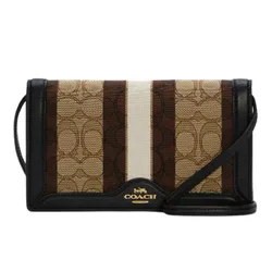 Túi Đeo Chéo Coach Anna Foldover Clutch Crossbody In Signature Jacquard With Stripe Phối Màu