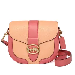 Túi Đeo Chéo Coach C8296 Colorblock Georgie Saddle Bag Faded Màu Hồng Cam