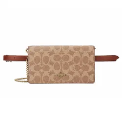 Túi Đeo Chéo Coach Women's Colorblock Signature Convertible Belt Bag - Tan Rust Màu Nâu Be