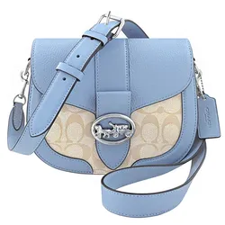 Túi Đeo Chéo Coach Women's Georgie Signature Canvas Saddle Bag Màu Xanh Be