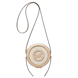 Túi Đeo Chéo Michael Kors MK Aidy Small Canvas And Crocodile Embossed Canteen Crossbody Bag 35T1GUWCOC Màu Nude