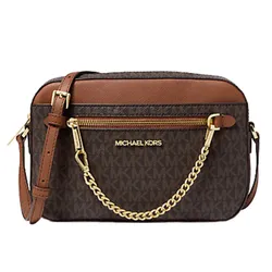 Túi Đeo Chéo Michael Kors MK Large Jet Set Item 35S1GTTC9B EW Chain Crossbody Bag In Brown Acorn Màu Nâu