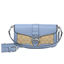 Túi Đeo Vai Coach Georgie Shoulder Bag In Signature Canvas C4067 Màu Xanh Be