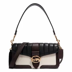 Túi Đeo Vai Coach Georgie Shoulder Bag With Colorblock Linear Quilting 5555 Màu Đen Trắng