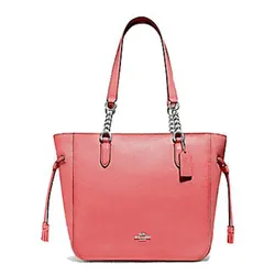 Túi Tote Coach Rose Petal Pebbled Leather Elle Silver Chain Handbag F72650 NWT Màu Hồng Rose