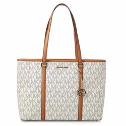 Túi Tote Michael Kors MK Large Sady Carryall Shoulder Bag Vanilla Màu Nâu - Trắng