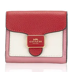 Ví Nữ Coach C6950 Pepper Colorblock Leather Wallet Red Multi Màu Đỏ Trắng