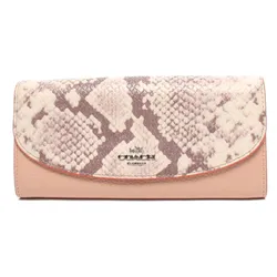 Ví Coach Slim Envelope In Polished Pebble Leather With Python Embossed F11928 Màu Nude