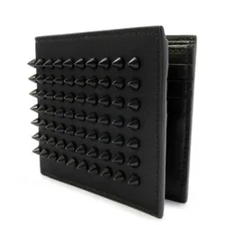 Ví Nam Philipp Plein Studded Nylon And Calfskin Credit Card Wallet Màu Đen