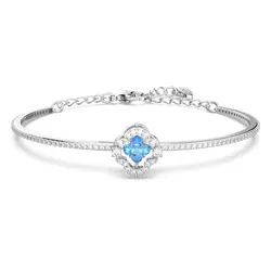 Vòng Đeo Tay Swarovski Sparkling Dance Quadrifoglio, Blu, Placcato rodio Màu Xanh Bạc