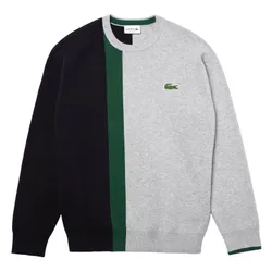 Áo Dài Tay Lacoste Men's Crew Neck Colorblock Cotton Blend Sweater AH1999-7T8 Màu Xám - Xanh Size M