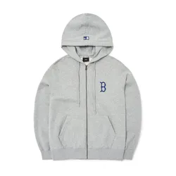 Áo Hoodie MLB Logo Zip Up Boston Red Sox 3ATRB0426-43MGS Màu Ghi Xám