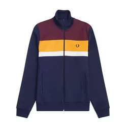 Áo Khoác Fred Perry Carbon Blue Color Block Track Jacket J9543 266 Màu Xanh Navy Size XS