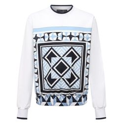 Áo Nỉ Nam Dolce & Gabbana D&G Majolica Print G9SJ9T G7WWB Sweater Màu Trắng
