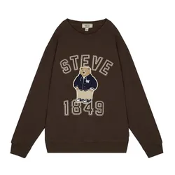 Áo Nỉ Sweater WHOAU Brushed Big Steve Patch WHMWC4911U Màu Nâu