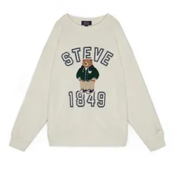 Áo Nỉ Sweater WHOAU Brushed Big Steve Patch WHMWC4911U Màu Trắng Kem Size S