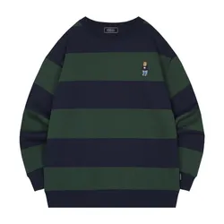 Áo Nỉ Sweater WHOAU WHMWC4931U Kẻ Phối Màu Xanh