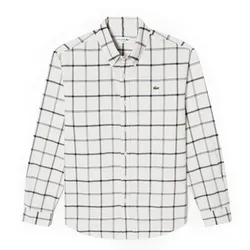 Áo Sơ Mi Lacoste Grid Check Shirt CH886E Màu Trắng Kẻ Đen Size L