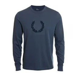 Áo Thun Dài Tay Fred Perry Tonal Laurel Wreath L/S T-Shirt Dark Airforce M4549 Màu Xanh Size S