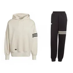Bộ Thể Thao Adidas Hoodie Originals HM1870 & HM176 Màu Đen Trắng