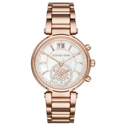Đồng Hồ Nữ Michael Kors Sawyer Rose Gold Watch MK6282 39mm Màu Trắng Phối Vàng Hồng