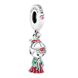 Hạt Vòng Charm Pandora Moments Búp Bê Hanbok Tráng Men Màu Bạc