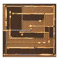 Khăn Nữ Louis Vuitton LV Monogram Confidential Square 90 M78666 Màu Nâu