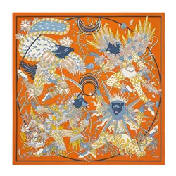 Khăn Nữ Hermès The Rite Of Seasons Scarf 90 Màu Cam