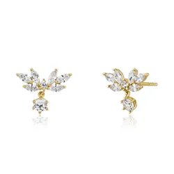 Khuyên Tai BT 420 14K - Đá Cubic Zirconia Màu Vàng Trắng